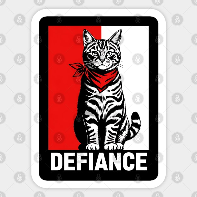 DEFIANCE Cat - Striking Political & Activist Art Poster Sticker by UrbanLifeApparel